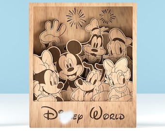 3D Layered, Laser Cut Files, Cartoon SVG, Mouse And Friends Standing, Laser cut files - 7 layers