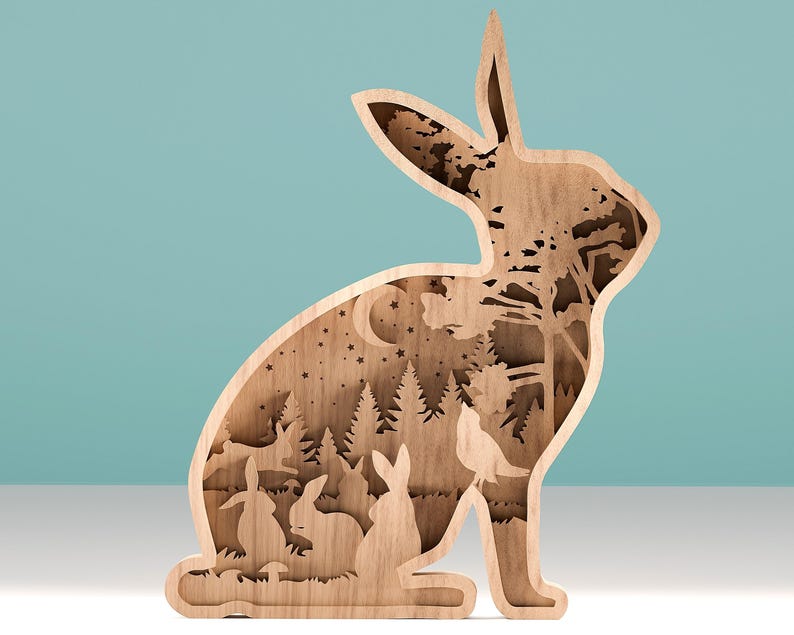Cut Tree Rabbit Rabbit SVG, Laser Cut Files, Digital File - 6 Layer Rabbit for ...