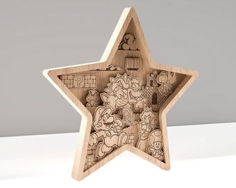 Star SVG, Jumpman, Video Game Laser Cut, Game Character Design, Glowforge Templates - 7 Layered Artwork for Glowforge - SVG - PDF