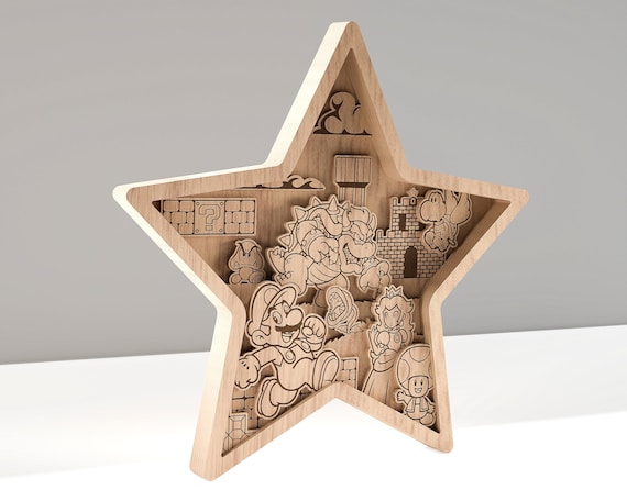 Star SVG, Jumpman, Video Game Laser Cut, Game Character Design, Glowforge Templates - 7 Layered Artwork for Glowforge - SVG - PDF