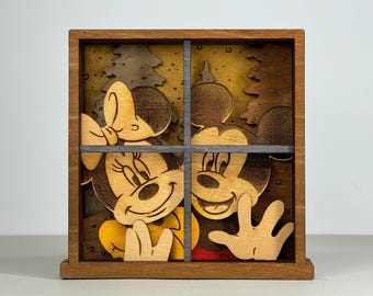 Cartoon Mouse, Head 3D, Layered Design, Laser Cut Files, 3D Home Decoration - 9 layers