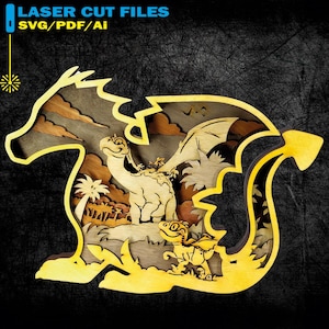 Dragon Multilayer SVG, Dragon CNC File, SVG Cutting File, Laser Cut File/ 3D Layer - 7 layers