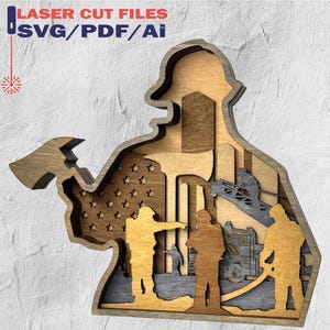Firefighter Svg, Fireman SVG, Laser Cut Files - 7 Layered