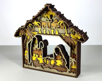 Laser Cut Christmas Nativity Sign – 11 Layer SVG File (Digital Download)