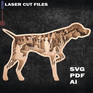 Dog Forest Layered Cutting File, Dog Layered Theme, Wood 3D Labrador Wild Laser cut, dog Layered, Hunting Dog - 8 layers