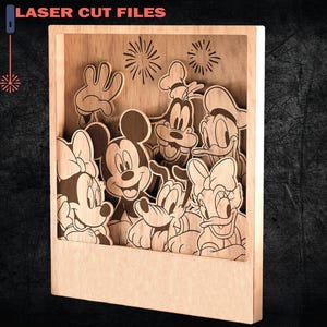 3D Layered, Laser Cut Files, Cartoon SVG, Mouse And Friends Standing, Laser cut files - 7 layers