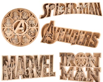Set of 5 templates, SuperHero, Laser Cut SVG - MULTILAYERED