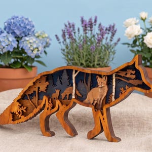 Fox Scene Svg, 3D Layered Fox, Laser Cutting Files - 6 layers