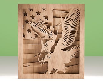 Layered Eagle American Flag SVG, Patriotic Laser Cut File (Digital Download)