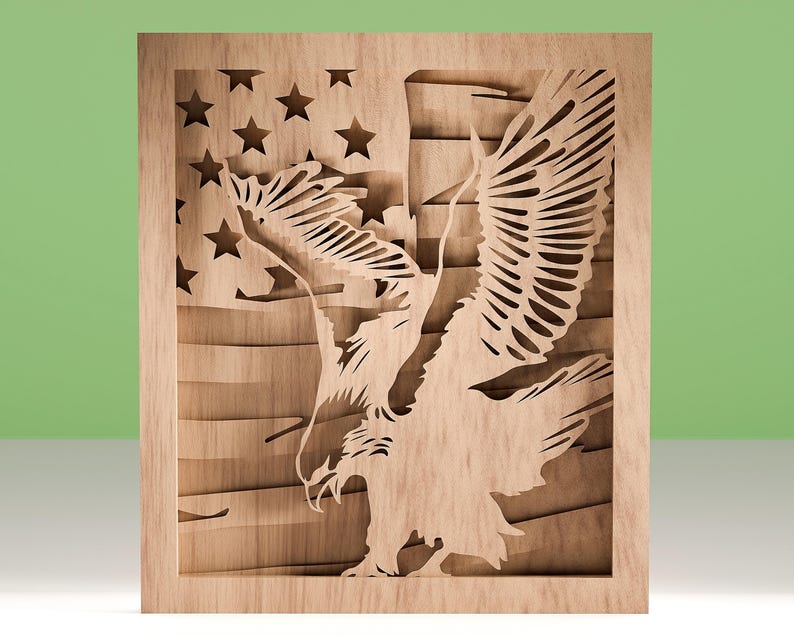 Layered Eagle American Flag SVG, Patriotic Laser Cut File (digital ...