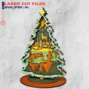 Standing Christmas Tree - Cutting - Laser cut Files - Christmas Tree Design - Glowforge Files - Christmas Tree Ornaments - 9 layers