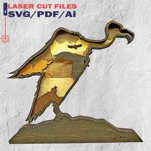 Condor SVG - Majestic Bird of Prey, Mountain and Sky, Laser cut files, Glowforge - 9 layered