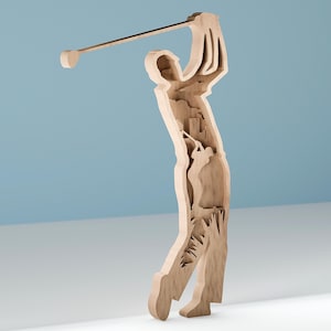 Golf 3D, lager-SVG, laserskuren fil, golf-SVG, present till en sportälskare - 6 lager