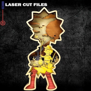 Cartoon Characters Cutting File, Plywood Cutting, 3D Layer, Glowforge Project - 8 layers