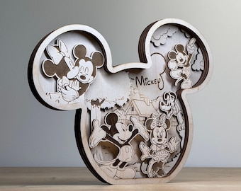 Mouse Head Svg, Laser Cut File, Mouse And Friends Standing, Glowforge Svg File - 6 layers