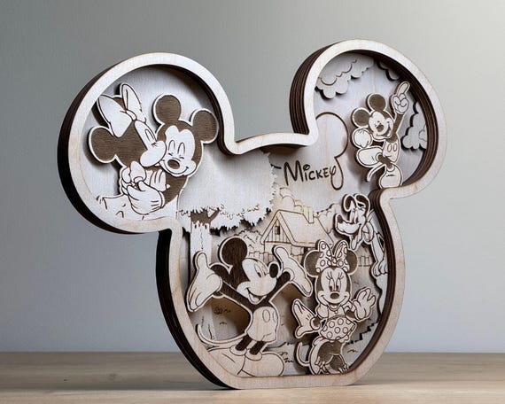 Mouse Head Svg, Laser Cut File, Mouse And Friends Standing, Glowforge Svg File - 6 layers
