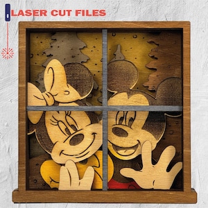 Cartoon Mouse, Head 3D, Layered Design, Laser Cut Files, 3D Home Decoration - 9 layers