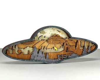 Multilayer UFO, Space Adventure, Layered Svg, Laser Cut, Home Decor - 7 layers