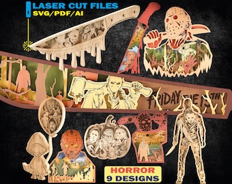 Horror SVG, 9 Designs, Bundle, Laser Cut Files für Glowforge - MULTILAYERS