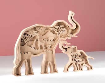Elephant Multilayer Svg, Laser Cut Files, 3D Layered Elephant, Elephant Mandala, Elephant Laser Cut, Vector Files, Plywood cut - 6 layers