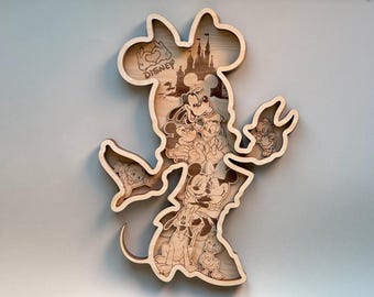 Cartoon Mouse, Layered Design, Laser Cut Files, 3D Home Decoration - 7 layers