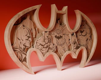 Bat Superhero svg, Laser Cut, Instant Download, Super Hero Bat Birthday svg - 6 layers