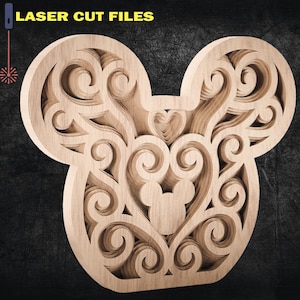 Mouse mandala 3d, Mouse Head Svg, Laser cut files, Glowforge Svg File - 5 layers