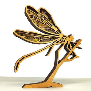 3D dragonfly, svg layered dragonfly, svg dragonfly file, layered mandala svg, 3D dragonfly for Glowforge - 6 Layers