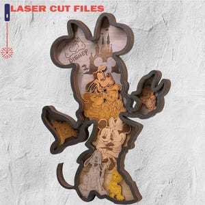 Cartoon Mouse, Layered Design, Laser Cut Files, 3D Home Decoration - 7 layers