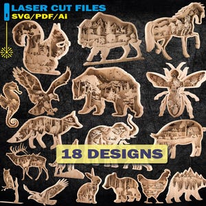 3 Schichten Bündel, Laser Cut Files, 18 Designs - MULTILAYERS