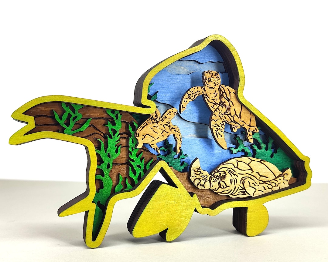 Goldfish 3D, Laser Cut, Goldfish Layered, Laser Cut Panel, Turtle Svg ...