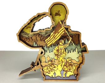 Laser Cut Multilayer Soldier, American Flag SVG, CNC, Glowforge (Digital Download)