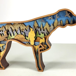 Hunting dog, Laser cut files - 9 layered artwork for glowforge