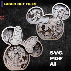 Mouse head SVG, laser cut files, Glowforge, Digital download - 6 Layered