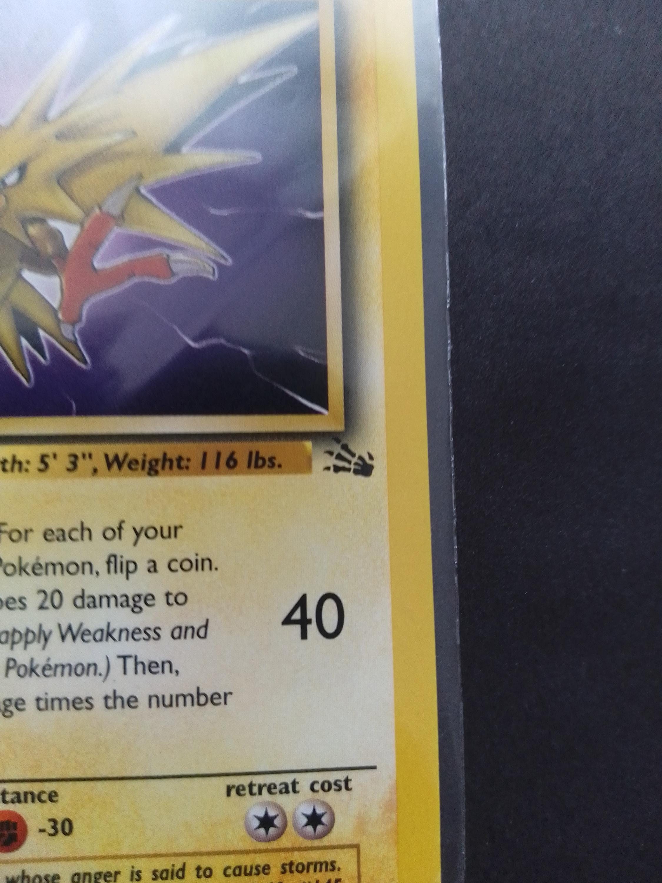 Pokemon Card 1st Edition Zapdos Non-holo Rare 30/62 Fossil