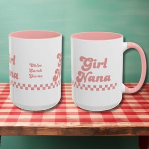 Custom Nana Coffee Mug Retro Inspired Style Cup for Grandma Personalized Keepsake Grandkids Name Gift Mug Mother&#39;s Day Gift for New Grandma