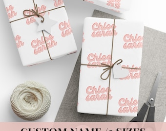 Papel de regalo con nombre personalizado Papel de regalo de cumpleaños personalizado Papel personalizado para ocasiones especiales Papel retro rosa lindo personalizado Papel de regalo con nombre personalizado