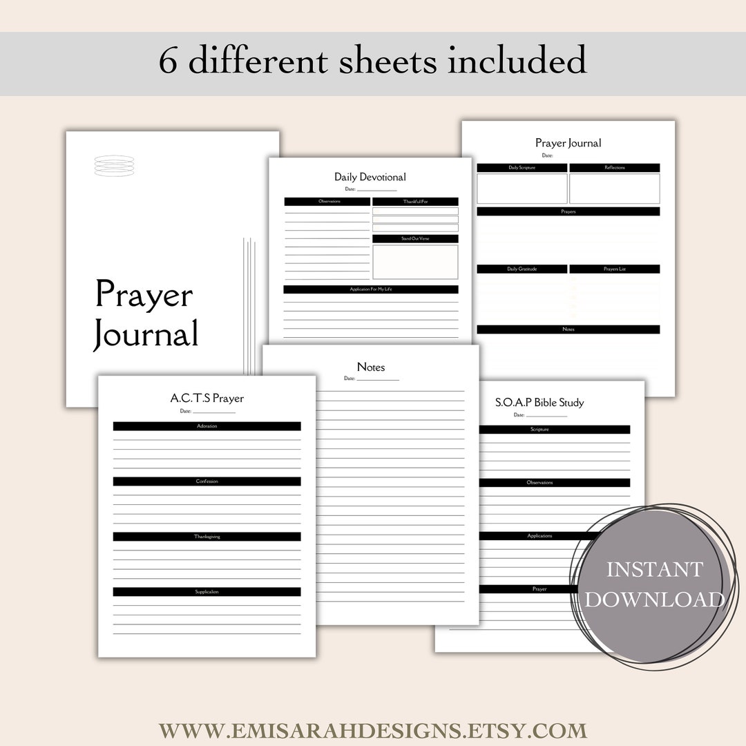 Digital Printable Prayer Journal Christian Prayer Bible Planner Daily ...