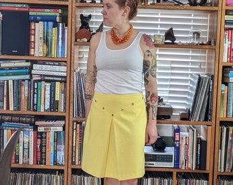 Vintage sunny yellow polyester skirt - M