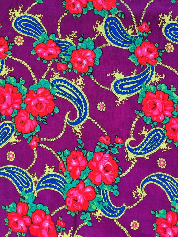 Vintage purple paisley floral dress - S - image 4