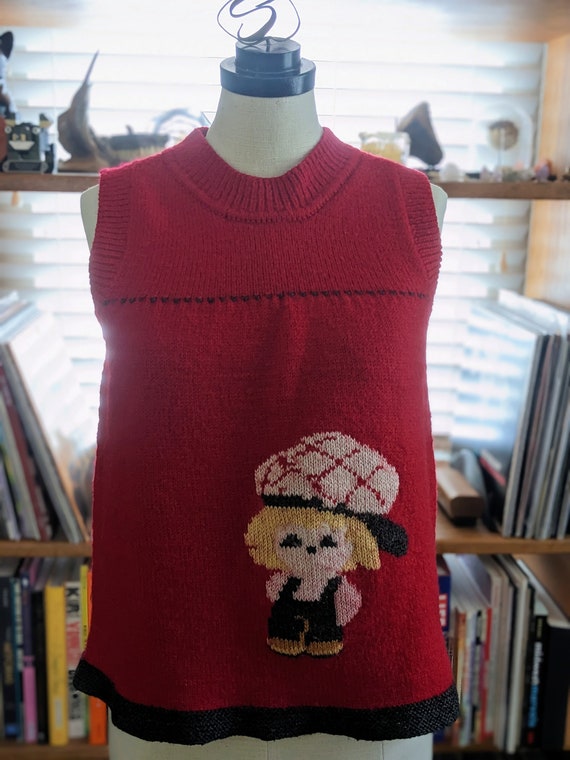 Vintage red knit sleeveless sweater - S/M - image 7