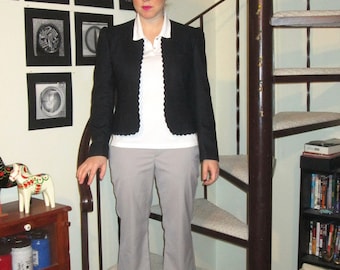 Vintage black scalloped edge blazer - small/medium