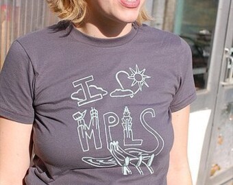 Women's - I Heart MPLS grey t-shirt