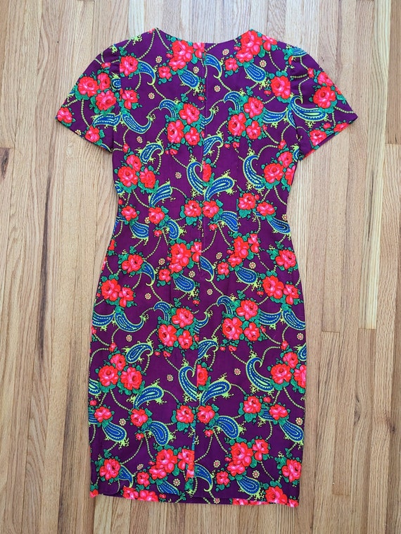 Vintage purple paisley floral dress - S - image 2