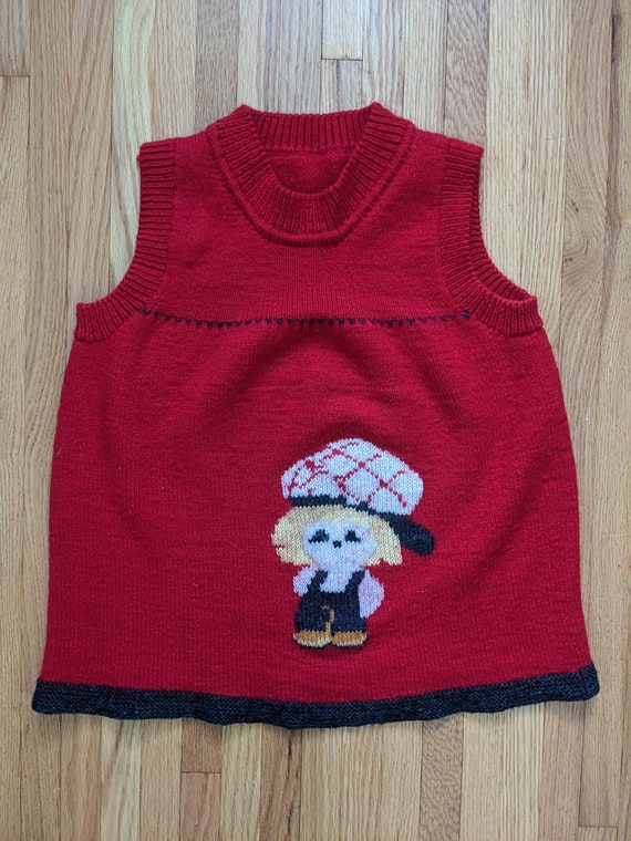 Vintage red knit sleeveless sweater - S/M - image 4