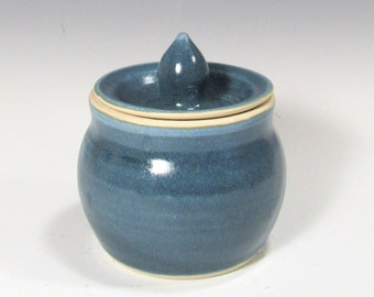 Lidded Jar, Salt Jar with Lid, Sugar bowl, blue sugar bowl, kitchen container, kitchen decor