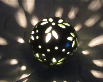 Green Night Light - mood lighting - ambiance light - round table lamp - ceramic night lamp - nursery night light - night light kids