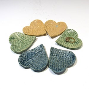 Textured Heart Ring Dishes: Set of 6 Ceramic Spoon Rests