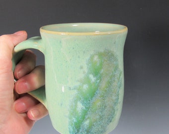 Coffee or tea mug with spoon rest - Mug and teabag holder - green mug - gift for teacher