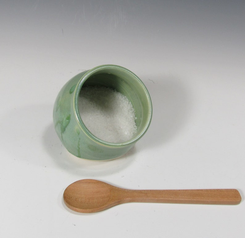 Ceramic Salt Pig, Salt Cellar, Open mouth container for salt, kitchen decor image 8